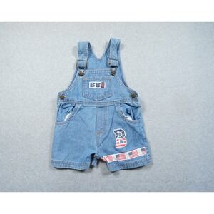 Vintage Bugle Boy Overalls 12 Months Blue Denim Jean Kids Toddler USA Flag